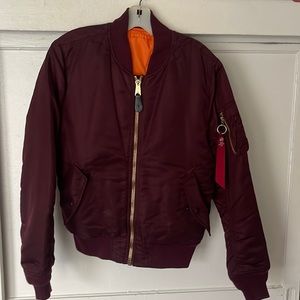 ALPHA INDUSTRIES bomber jacket Maroon / Bordeaux size L excellent condition